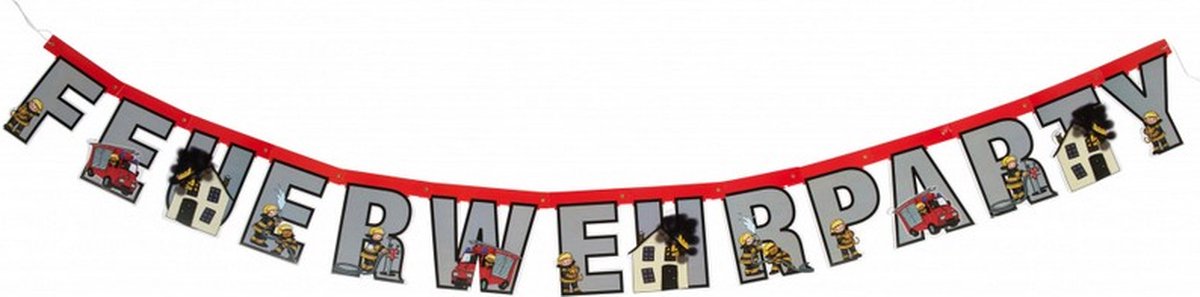 letter banner feuerwehrparty 155 cm PVC rood/zilver