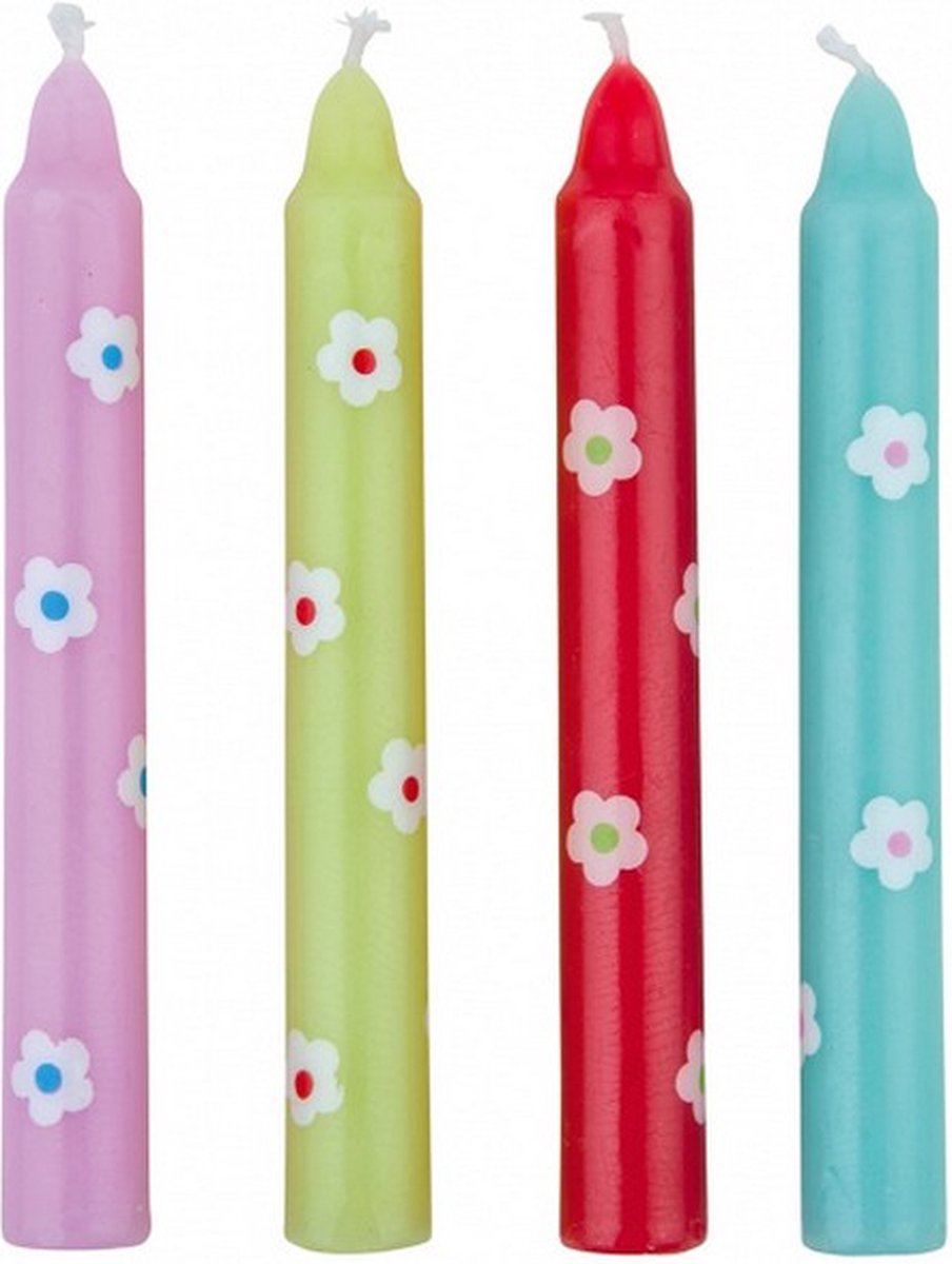 verjaardagskaarsjes Bloemen junior 7,5 cm wax 4 stuks