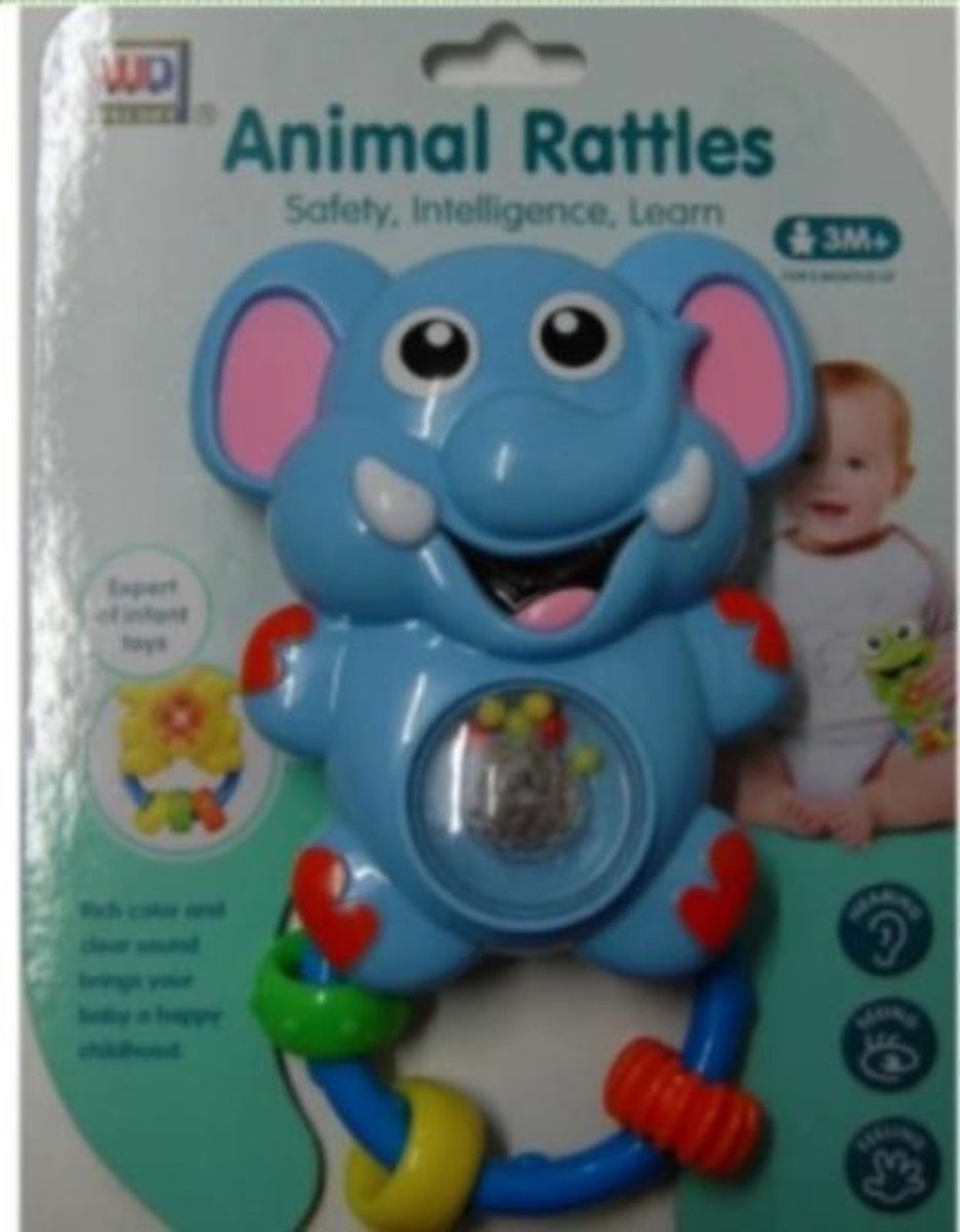 Baby rammelaar met bijtring Olifant