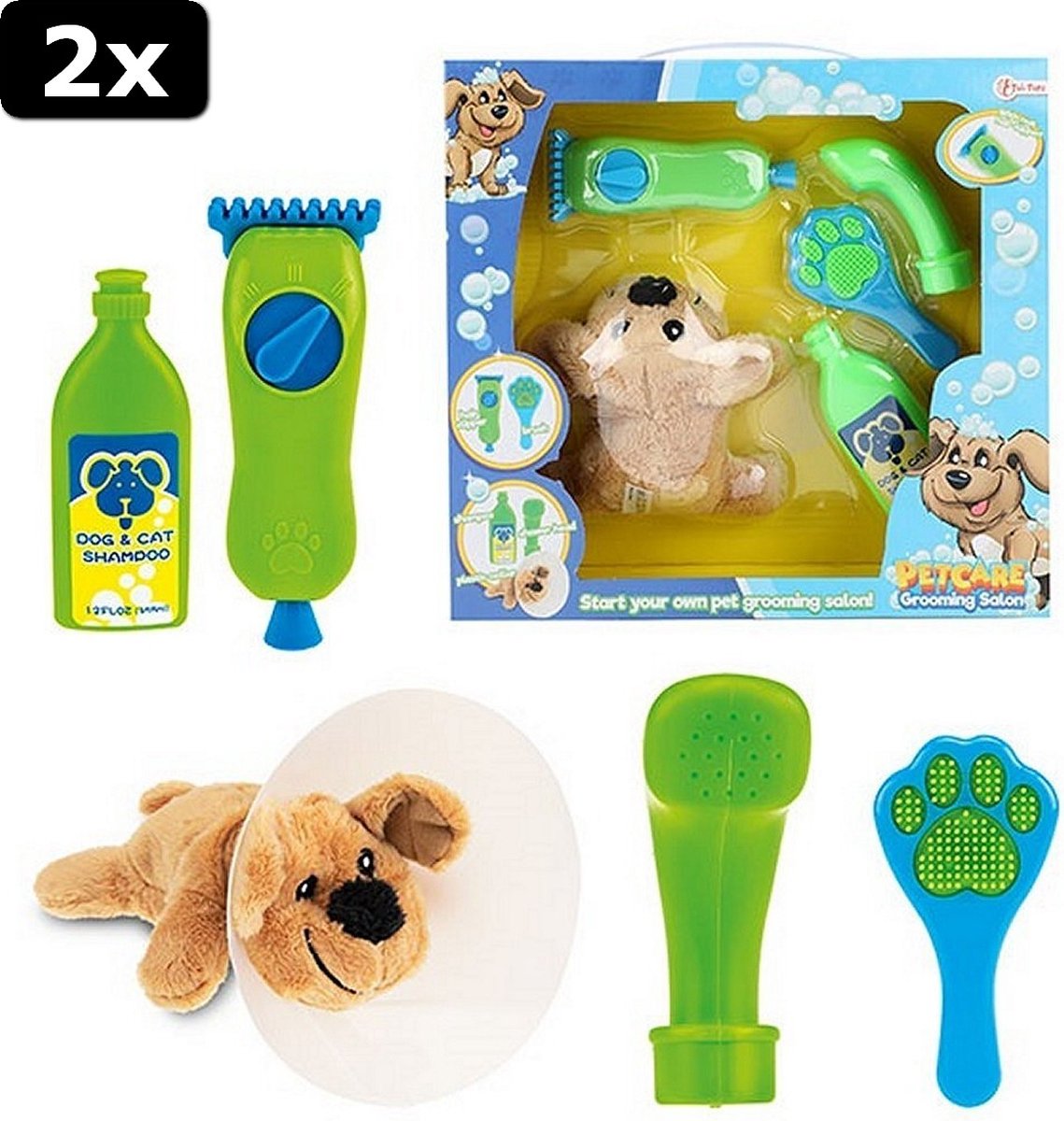 2x Hondentrimsalon + Pluchen Hond + Accessoires