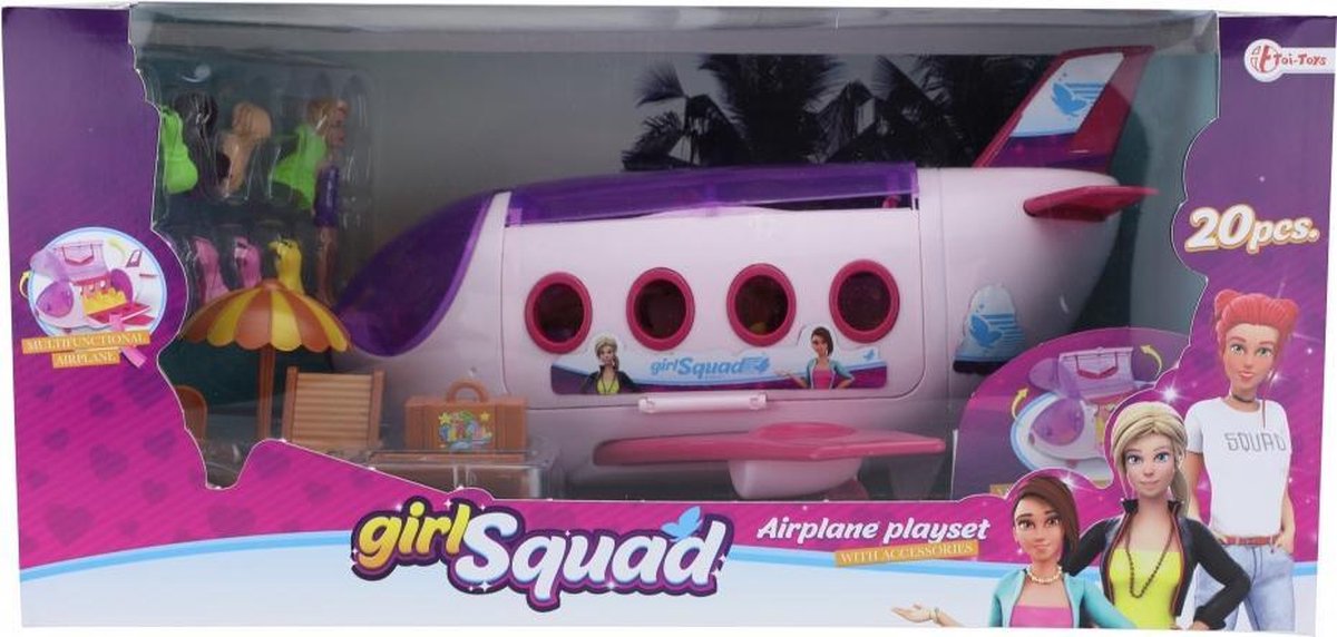 Girl Squad vliegtuig speelset 20-delig 44 cm