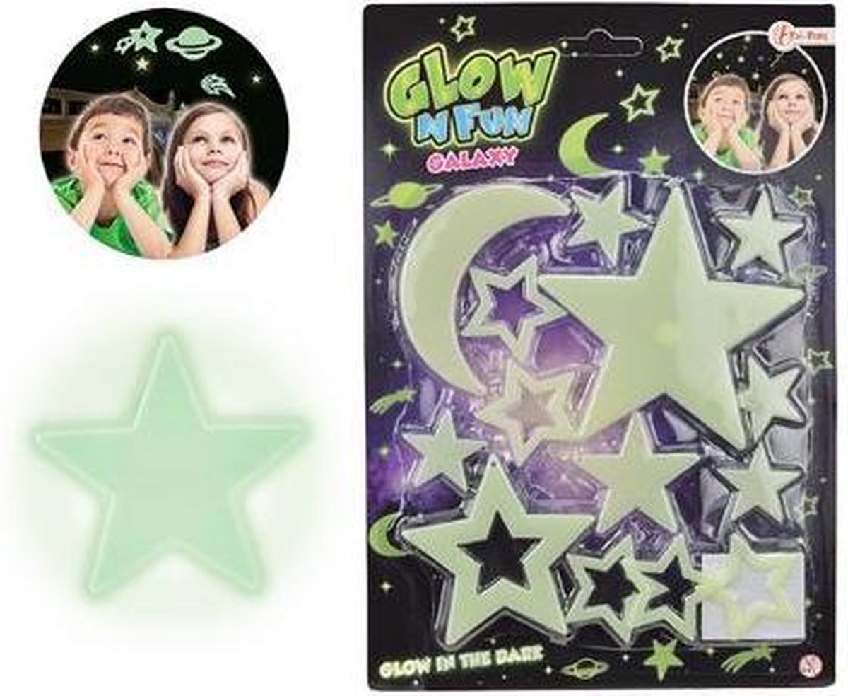 Glow in the dark sterren Glow N Fun wit 15 stuks