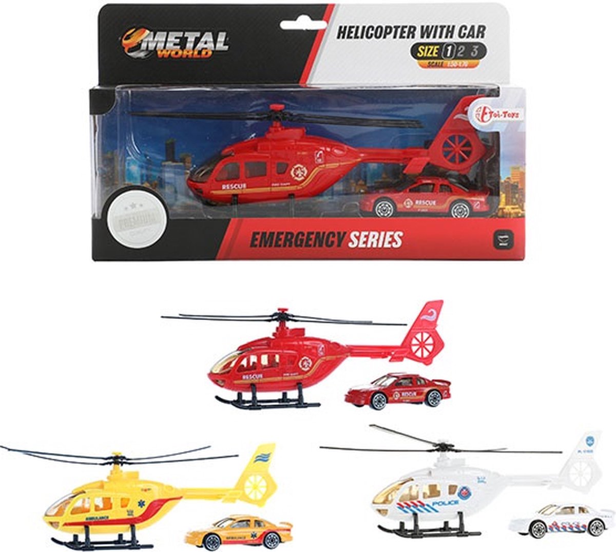 Helicopter met metalen auto