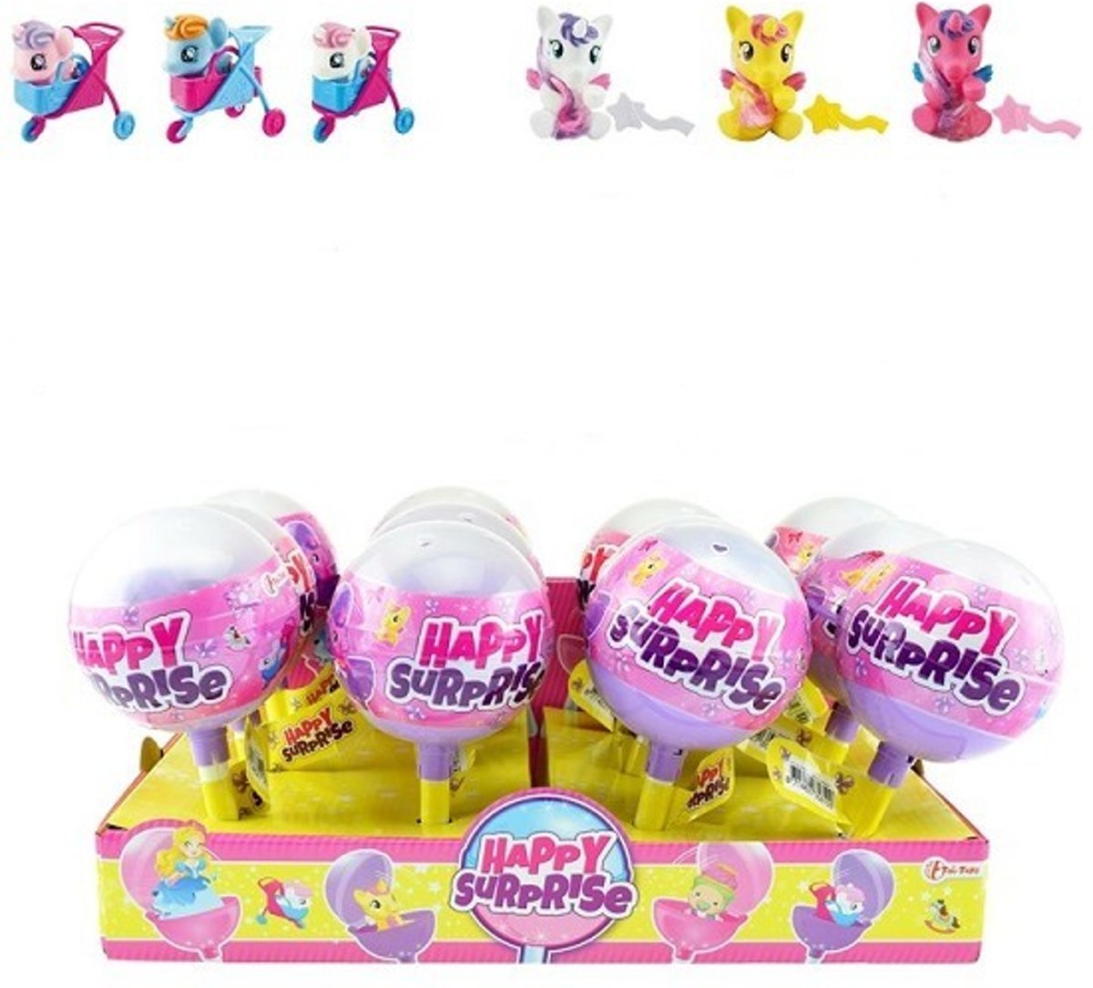 Surprise lolly eenhoorn Ø 10cm - Verrassing -  6 assorti