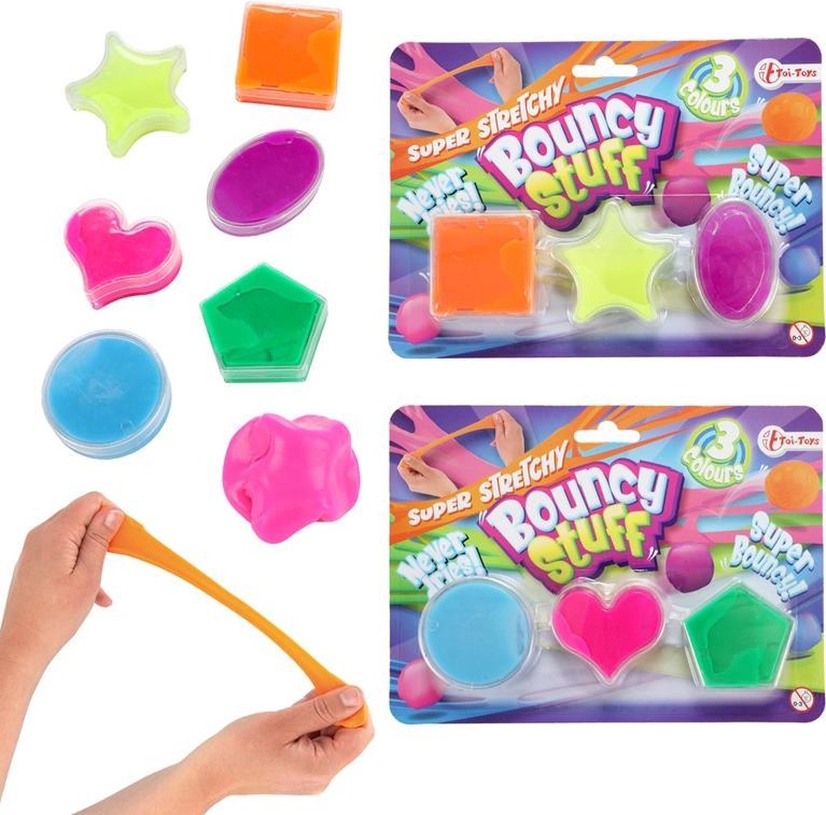 Toi Toys Bouncing putty 3 stuks op kaart