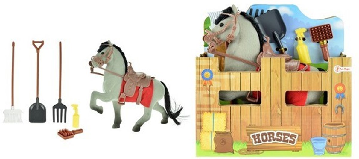 Toi Toys Paardenstal met 1 paard in flock finish