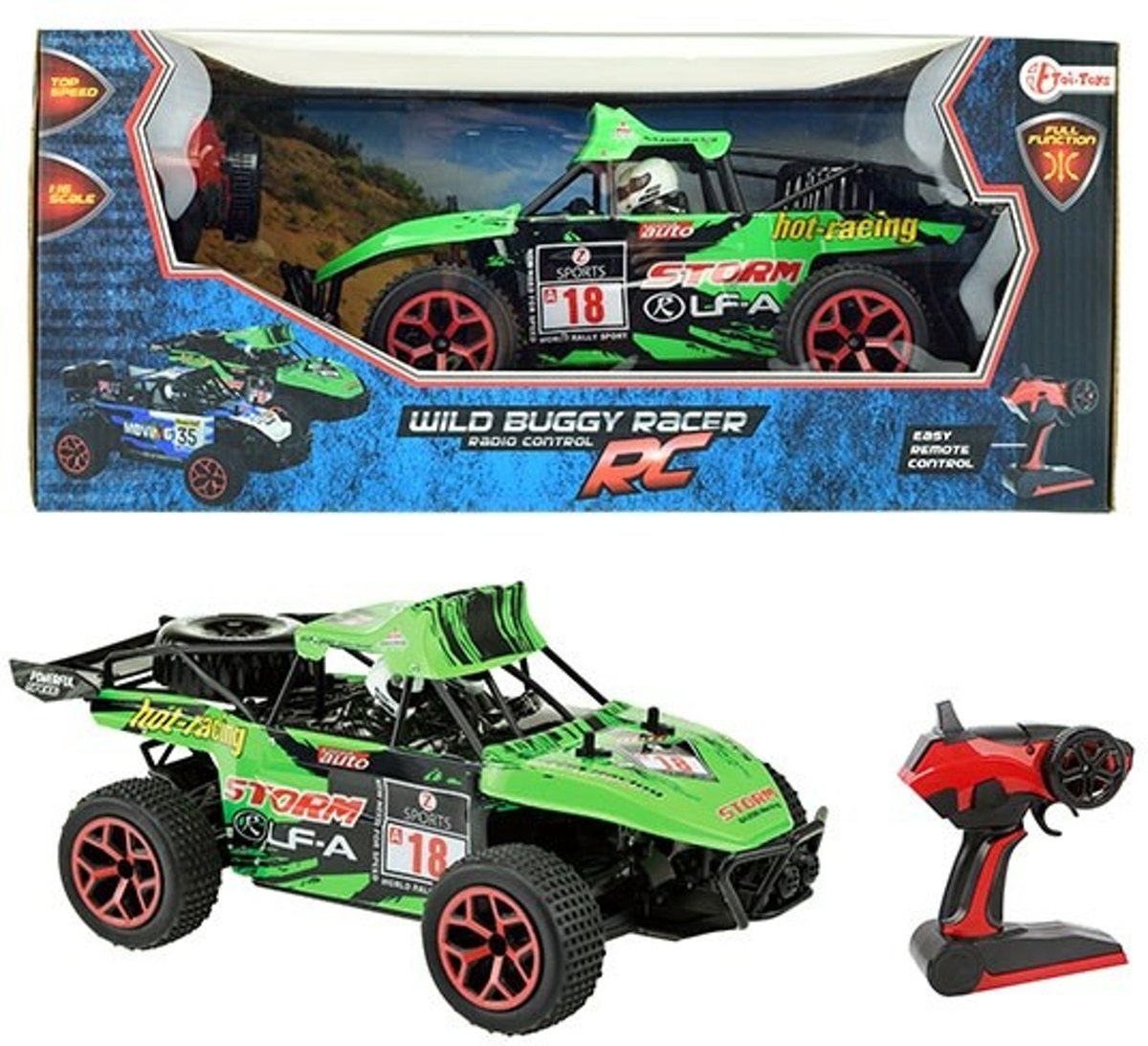 Toi Toys R/C Wild race buggy groen 1:16