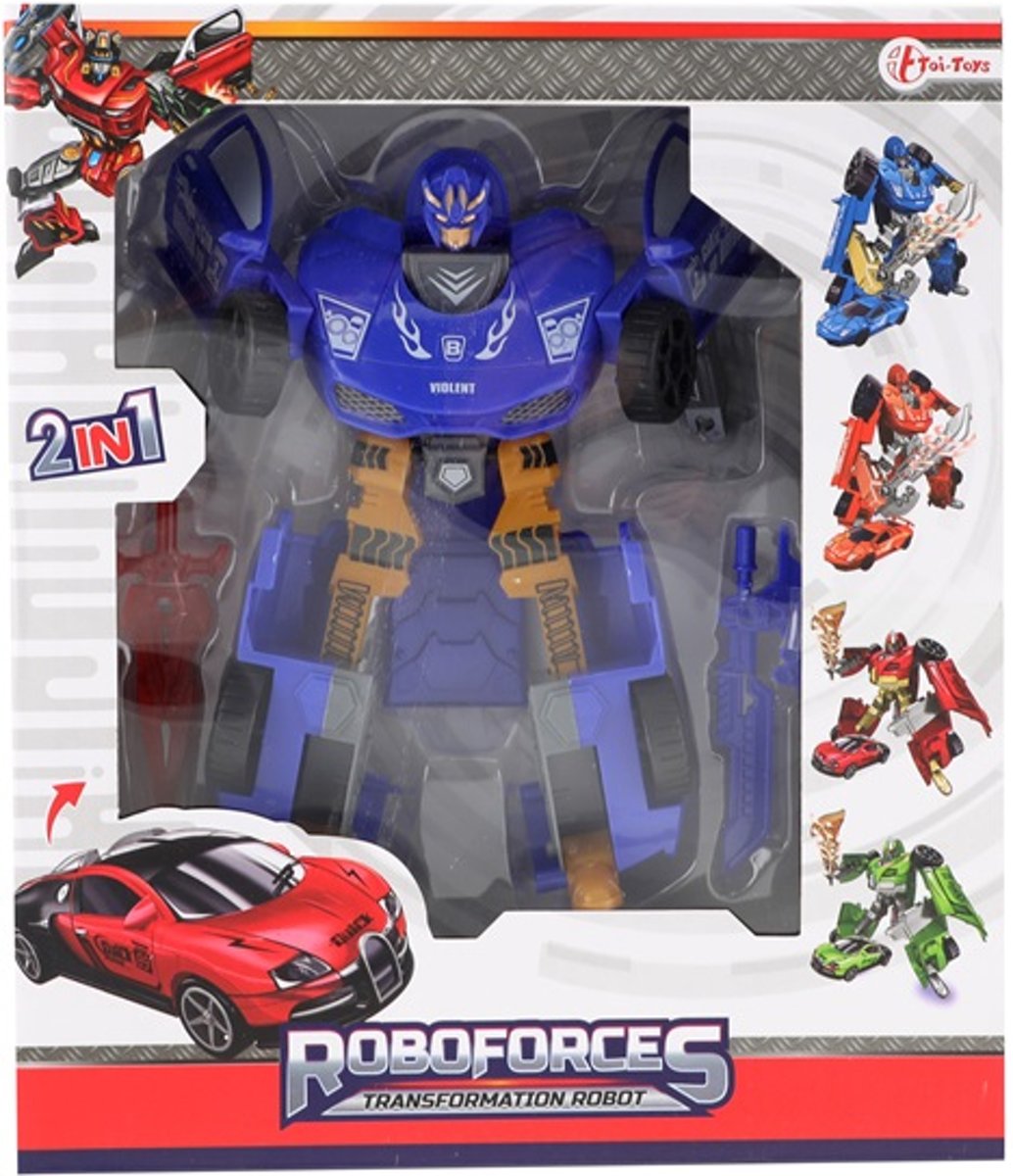 Toi Toys Transformerende Robot in Raceauto Blauw