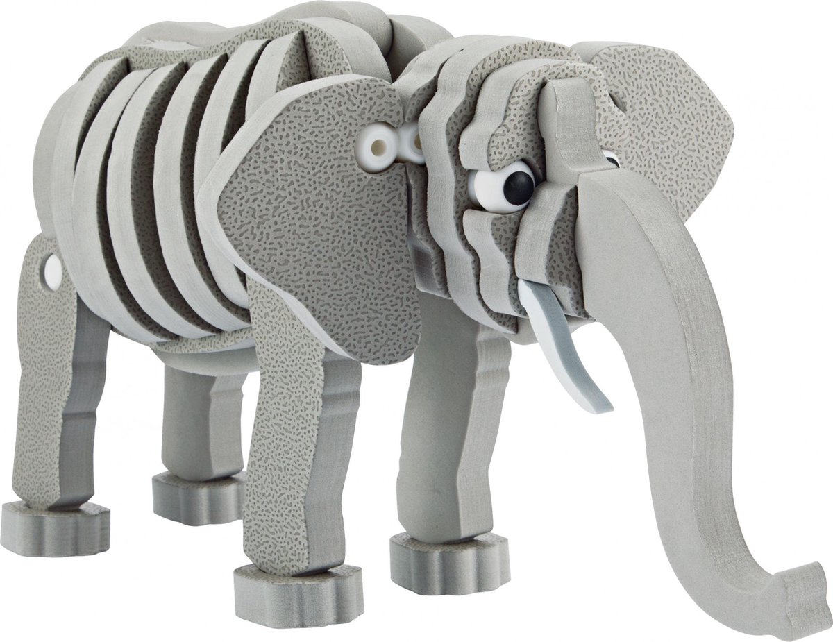 Toi-toys 3d Puzzel Olifant Junior 31,5 Cm Foam Grijs