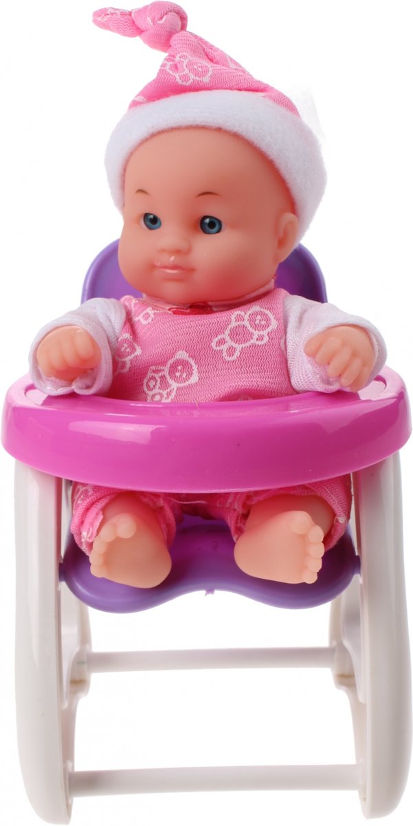 Toi-toys Babypop In Kinderstoel Meisjes Roze