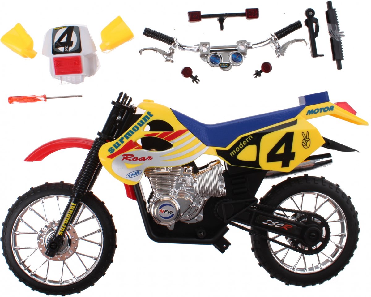 Toi-toys Bouw Je Eigen Crossmotor 33 Cm Geel/blauw