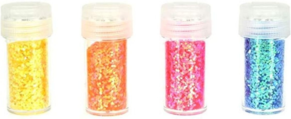 Toi-toys Glitterpotjes Geel/oranje/blauw 4 Stuks