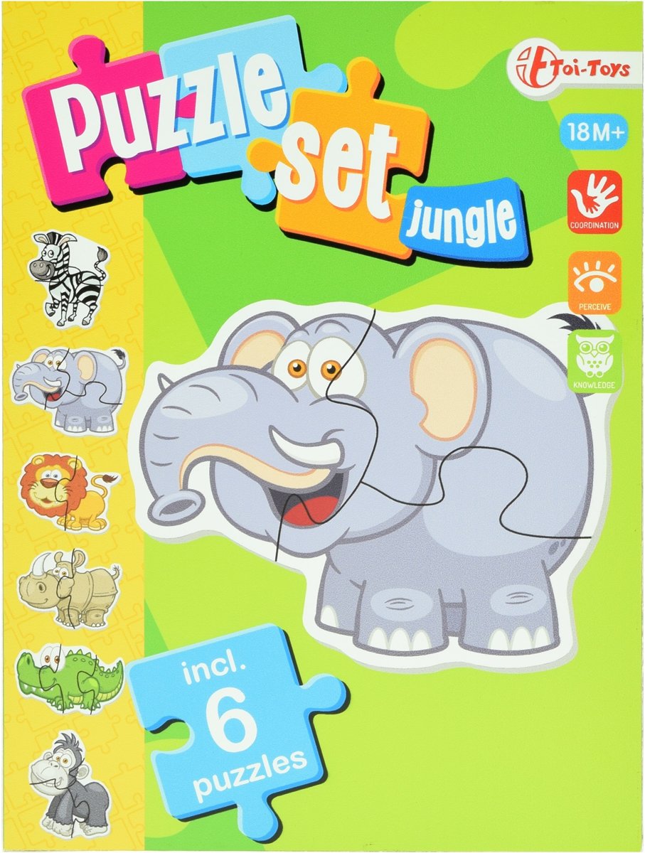 Toi-toys Jungle Puzzelset Incl 6 Puzzels