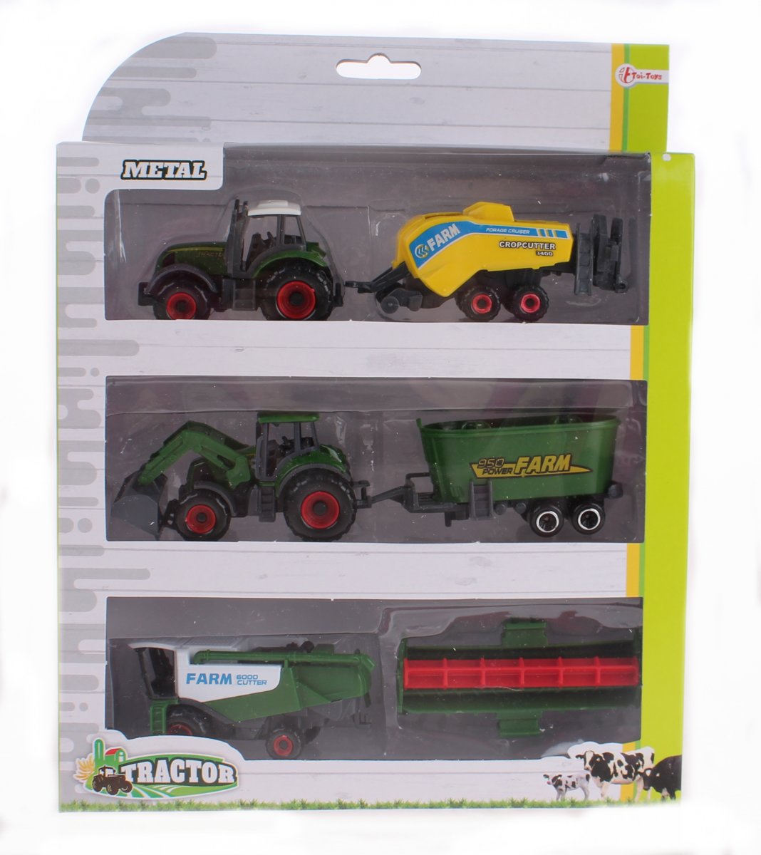 Toi-toys Metal Tractorset Met Grasmaaier 16 Cm