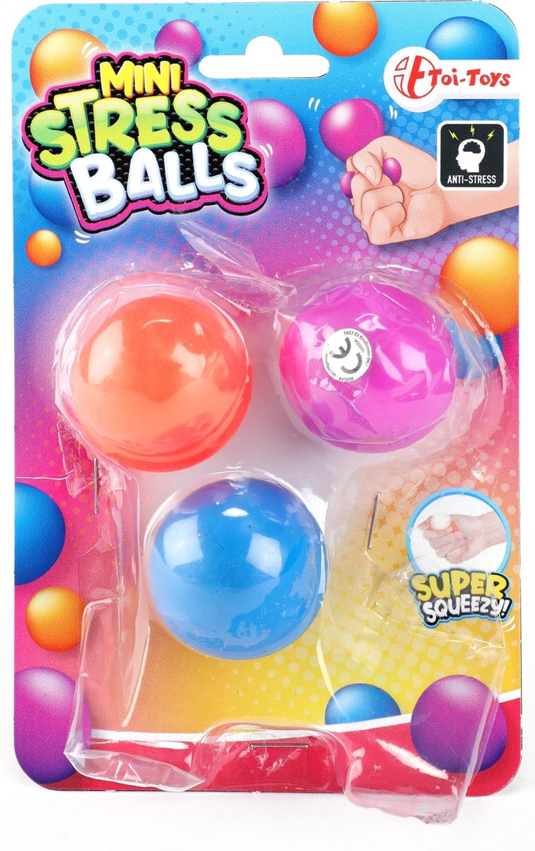 Toi-toys Mini-stressballen 3 Stuks á 5 Cm