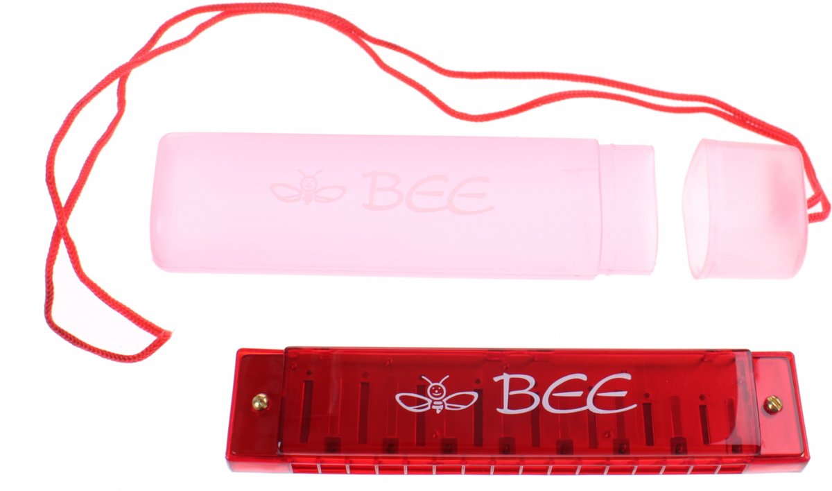 Toi-toys Mondharmonica Bee In Opbergetui 13 Cm Rood