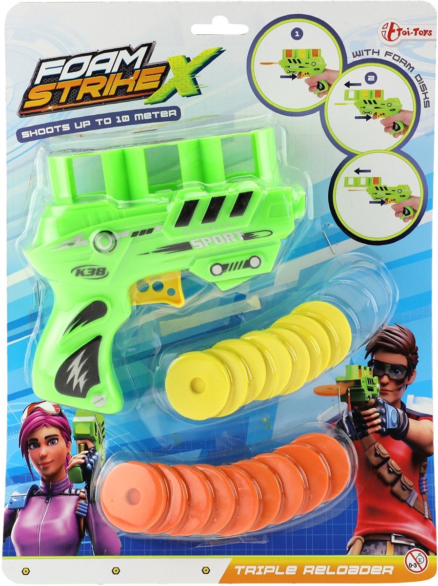 Toi-toys Pistool Met Foamdiscs Groen 12 Cm