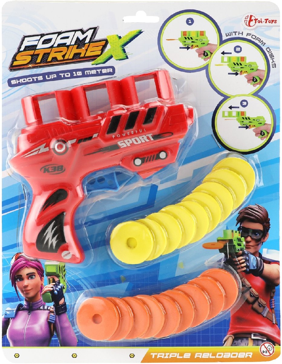 Toi-toys Pistool Met Foamdiscs Rood 12 Cm