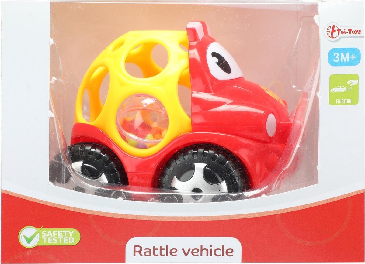 Toi-toys Rammelaar Auto 12 Cm Rood/geel