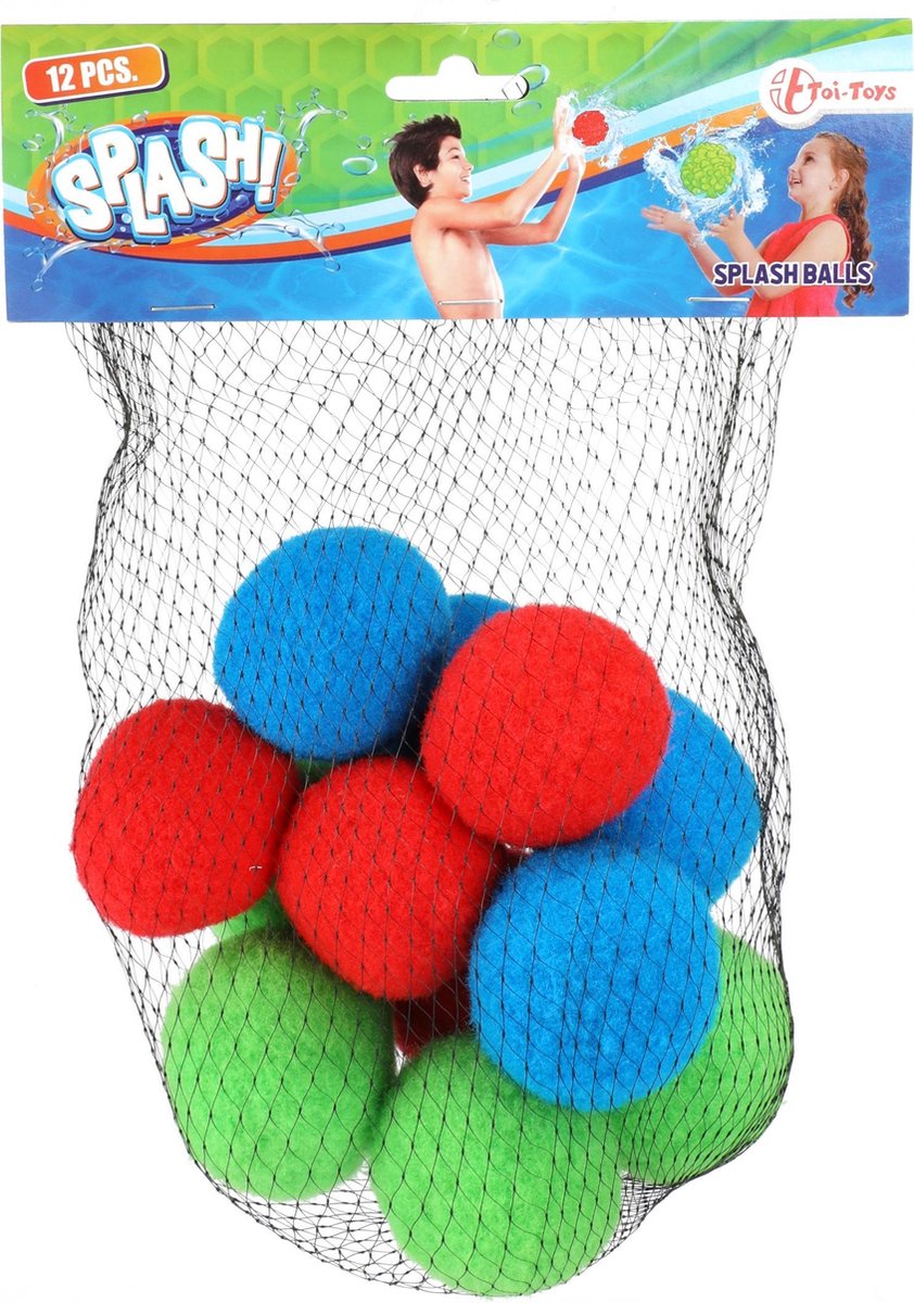 Toi-toys Splashballen Foam Blauw/rood/groen 12 Stuks