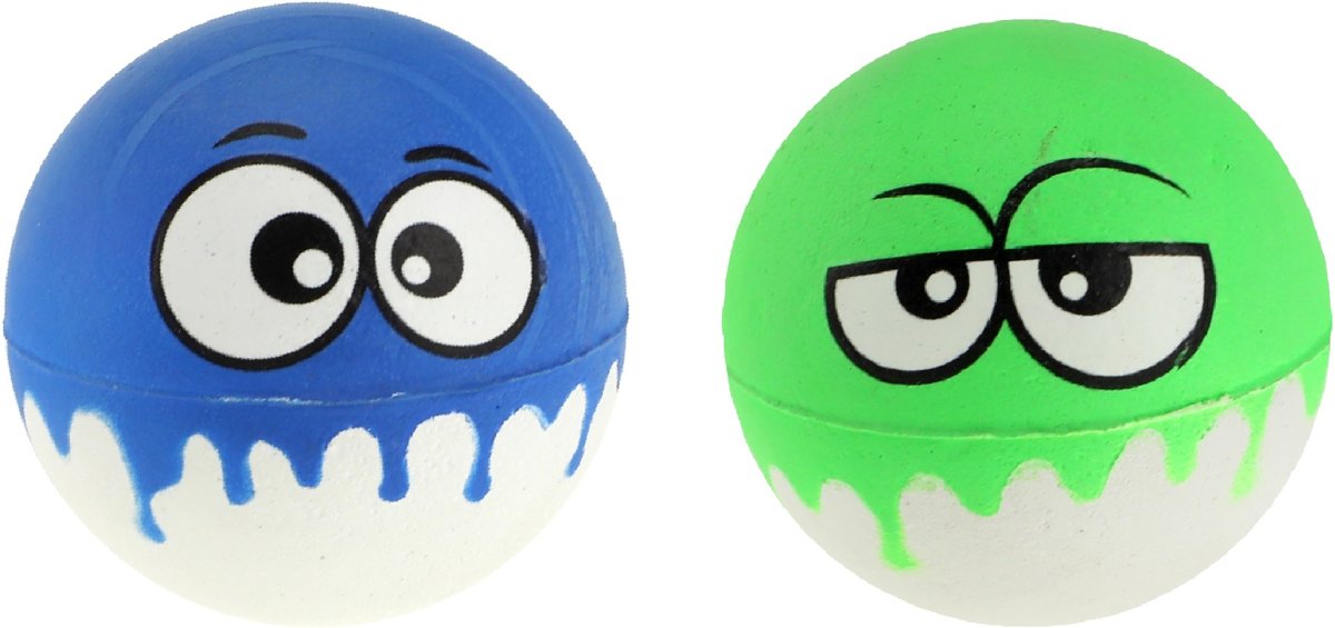 Toi-toys Stuiterbal Emoticon 5 Cm 2 Stuks Blauw/groen