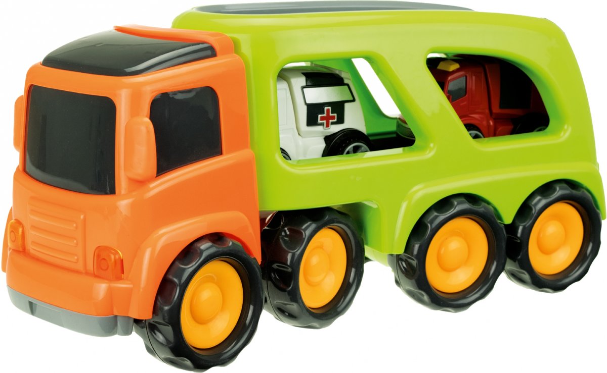 Toi-toys Truck Met 2 Hulpdienstvoertuigen 45 Cm Oranje/groen