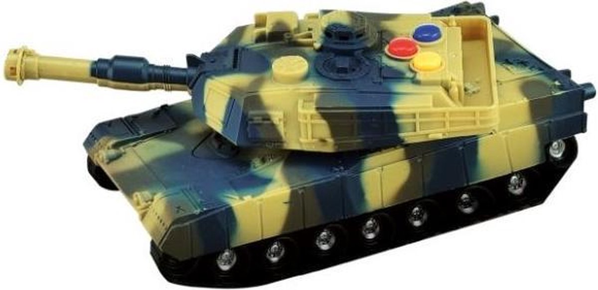 militaire tank met licht en geluid 17 cm groen/ geel