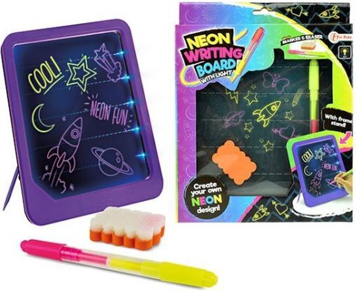 schrijfbord Neon Glow junior 26 cm paars