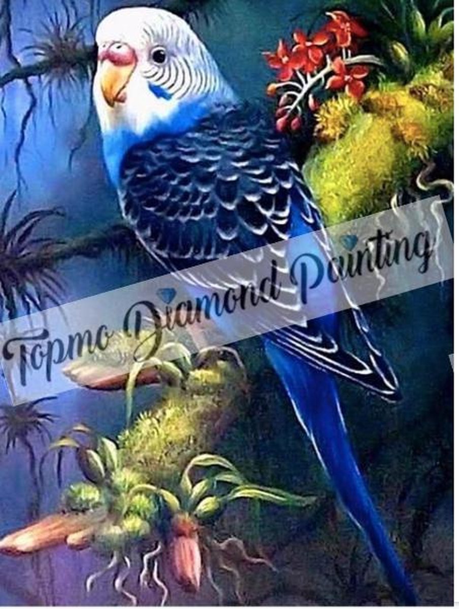 TOPMO -  Blauwe parkiet- 40X50CM-  Diamond painting pakket - HQ Diamond Painting - VOLLEDIG dekkend - Diamant Schilderen - voor Volwassenen – ROND- Diamond DOTZ