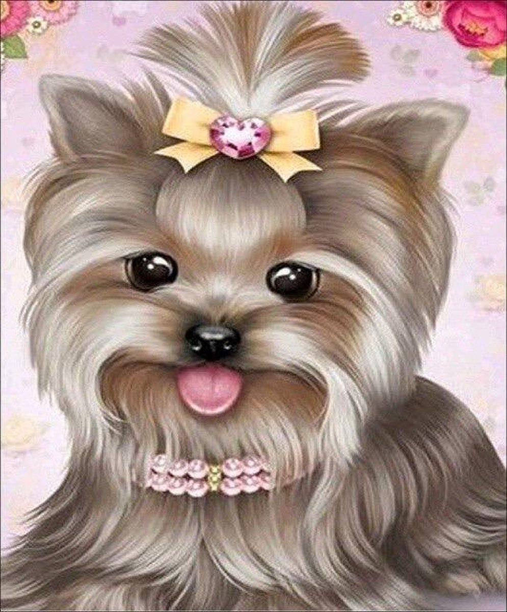 TOPMO - Chique schattig hondje- 40X50CM- Diamond painting pakket - HQ Diamond Painting - VOLLEDIG dekkend - Diamant Schilderen - voor Volwassenen – ROND- Diamond DOTZ