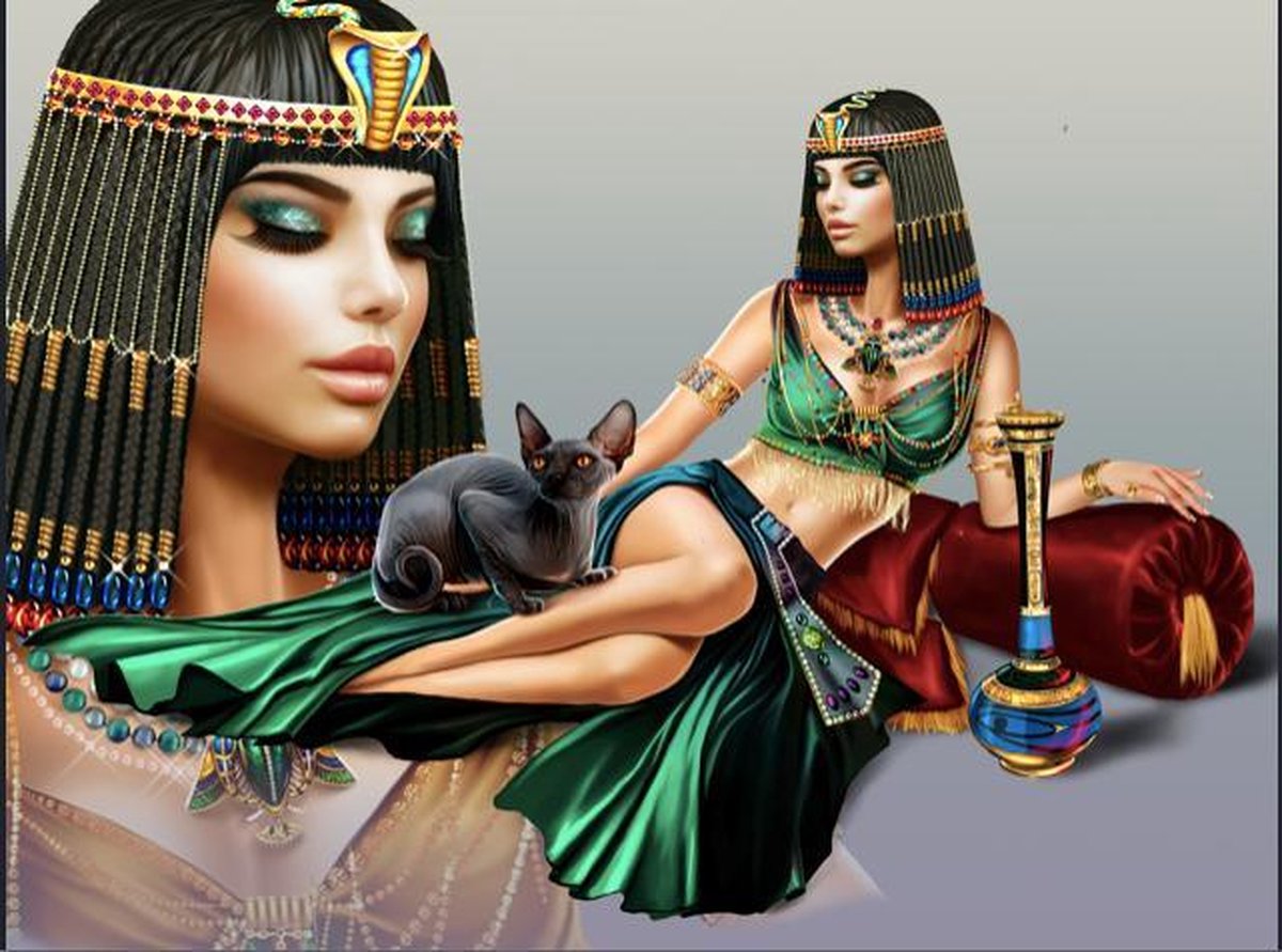 TOPMO - Cleopatra - 40X50CM- koningin van het oude Egypte- Diamond painting pakket - HQ Diamond Painting - VOLLEDIG dekkend - Diamant Schilderen - voor Volwassenen – ROND