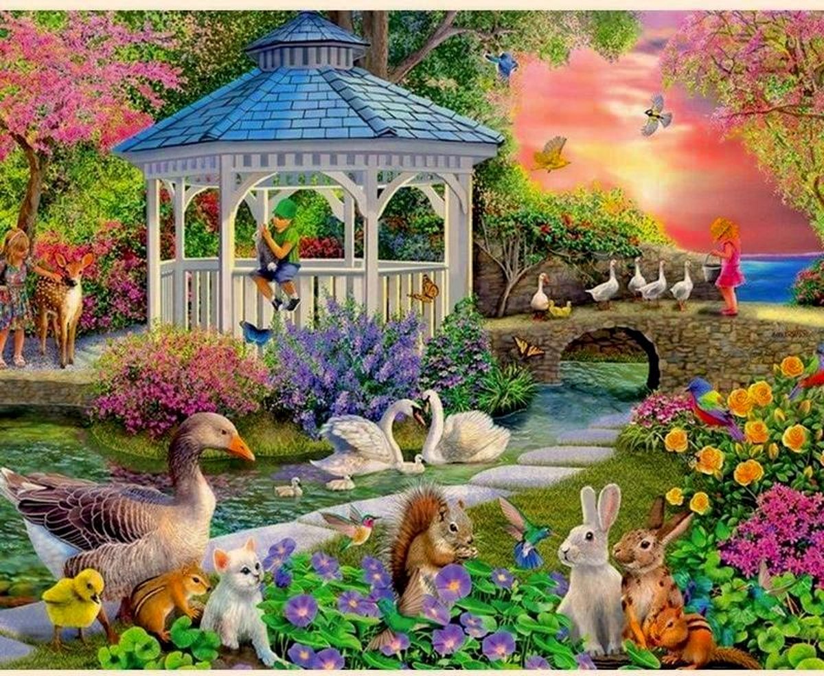 TOPMO - Dieren Park - 40X50CM- Diamond painting pakket - HQ Diamond Painting - VOLLEDIG dekkend - Diamant Schilderen - voor Volwassenen – ROND