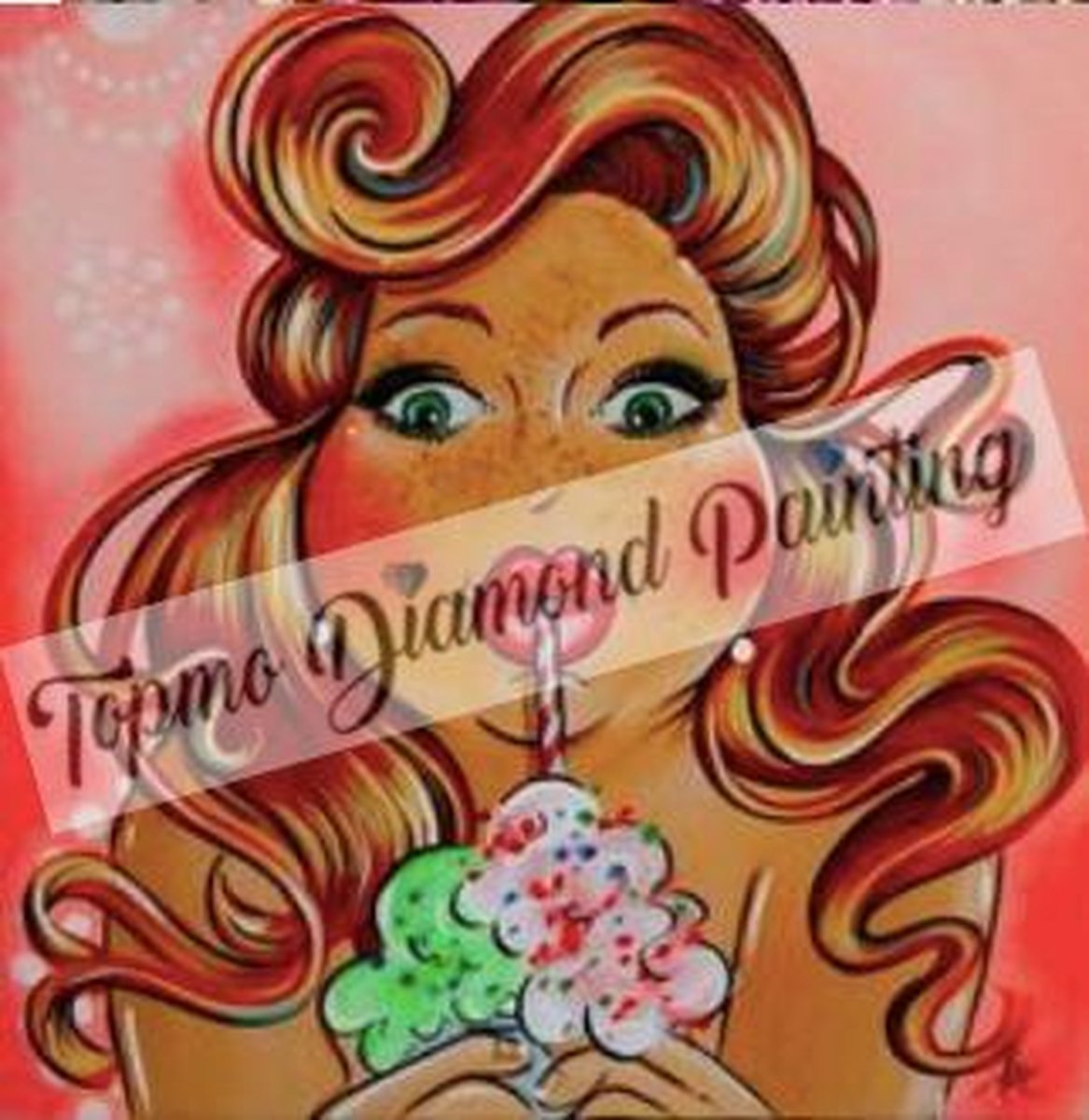 TOPMO - Dikke dame met milkshake - Fat girl Art - 40X50CM- Diamond painting pakket - HQ Diamond Painting - VOLLEDIG dekkend - Diamant Schilderen - voor Volwassenen – ROND- Diamond DOTZ