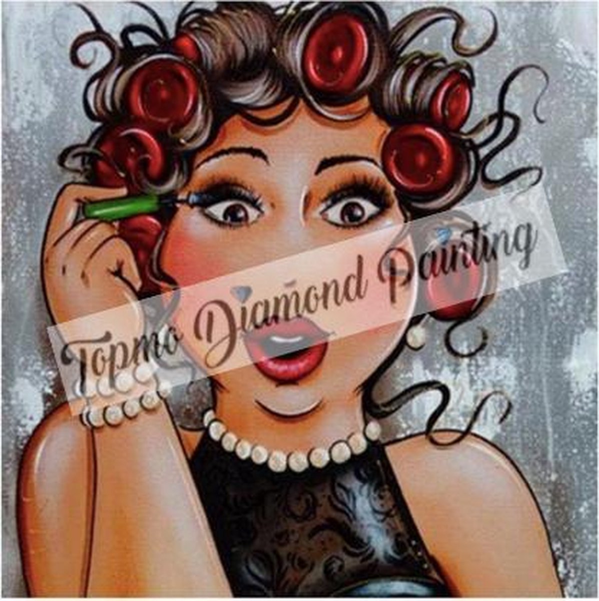 TOPMO - Dikke dames met haarkrullers - Fat girl art- 40X50CM- Diamond painting pakket - HQ Diamond Painting - VOLLEDIG dekkend - Diamant Schilderen - voor Volwassenen – ROND- Diamond DOTZ