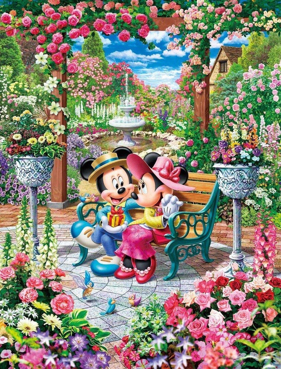 TOPMO - Disney - Mickey & Minnie Mouse in het park- Diamond painting pakket - HQ Diamond Painting - volledig dekkend - Diamant Schilderen – voor Volwassenen – ROND - 40 x 50 CM