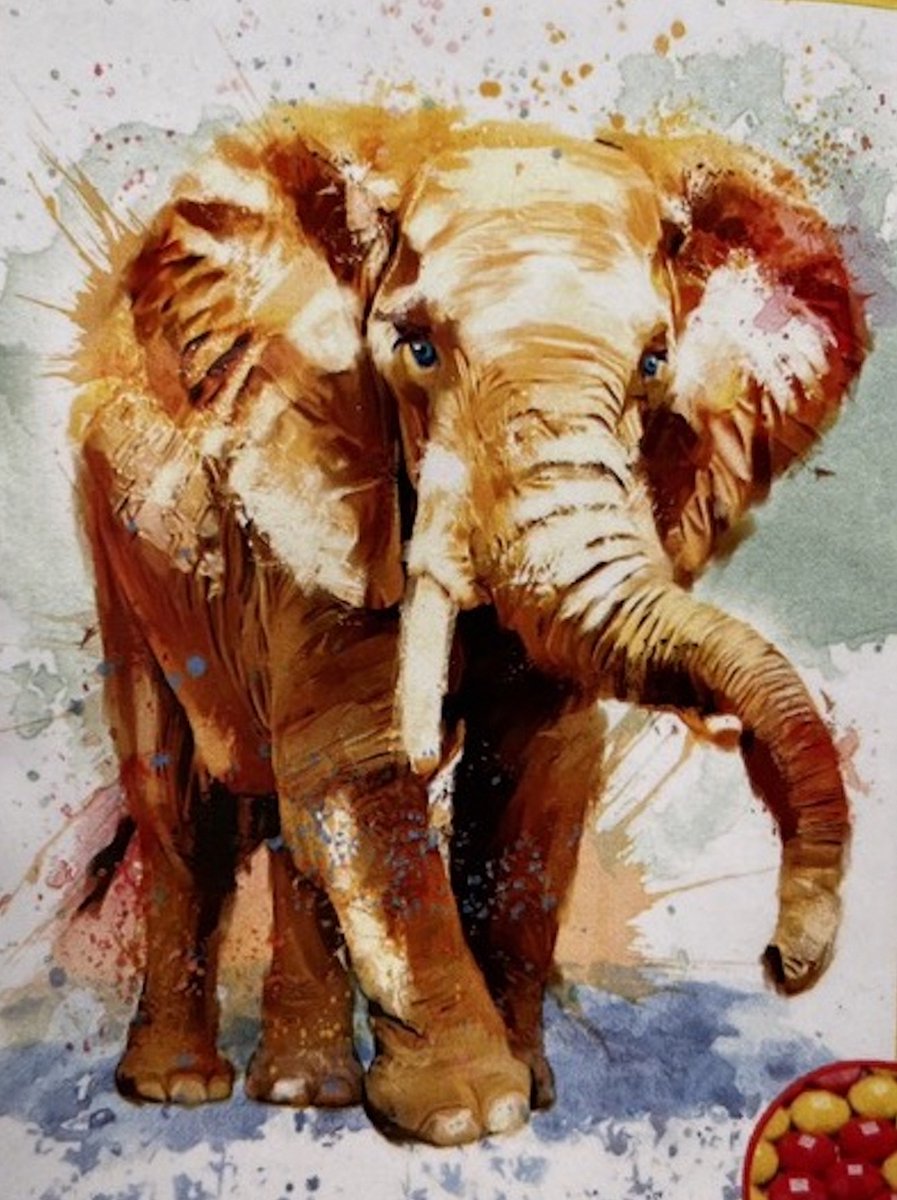 TOPMO - Geschilderde Olifant - 40X50CM- Diamond painting pakket - HQ Diamond Painting - VOLLEDIG dekkend - Diamant Schilderen - voor Volwassenen – ROND- Diamond DOTZ