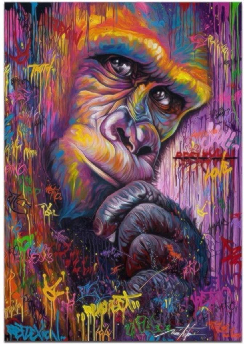 TOPMO - Gorilla- Diamond painting pakket - HQ Diamond Painting - volledig dekkend - Diamant Schilderen – voor Volwassenen – ROND - 40 x 50 CM