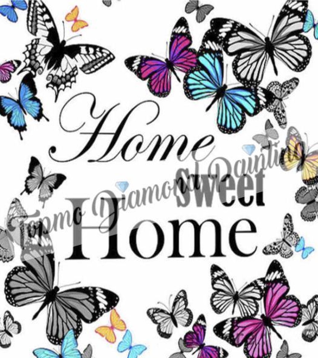 TOPMO - Home sweet Home- Kalligrafie kunst - 40X50CM- Diamond painting pakket - HQ Diamond Painting - VOLLEDIG dekkend - Diamant Schilderen - voor Volwassenen – ROND- Diamond DOTZ