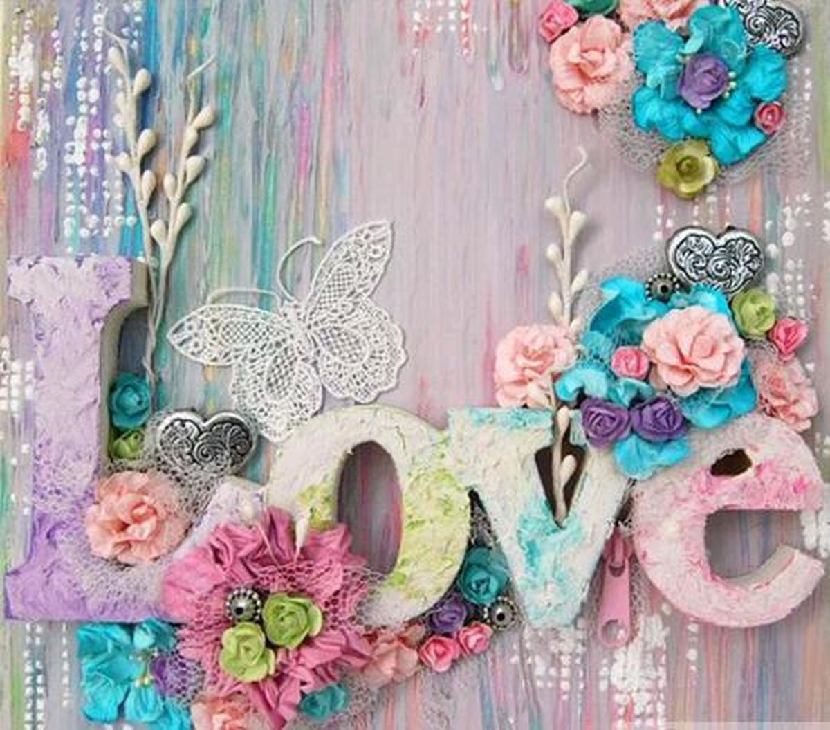 TOPMO - Love - Decor letters - 40X50CM- Diamond painting pakket - HQ Diamond Painting - VOLLEDIG dekkend - Diamant Schilderen - voor Volwassenen – ROND- Diamond DOTZ