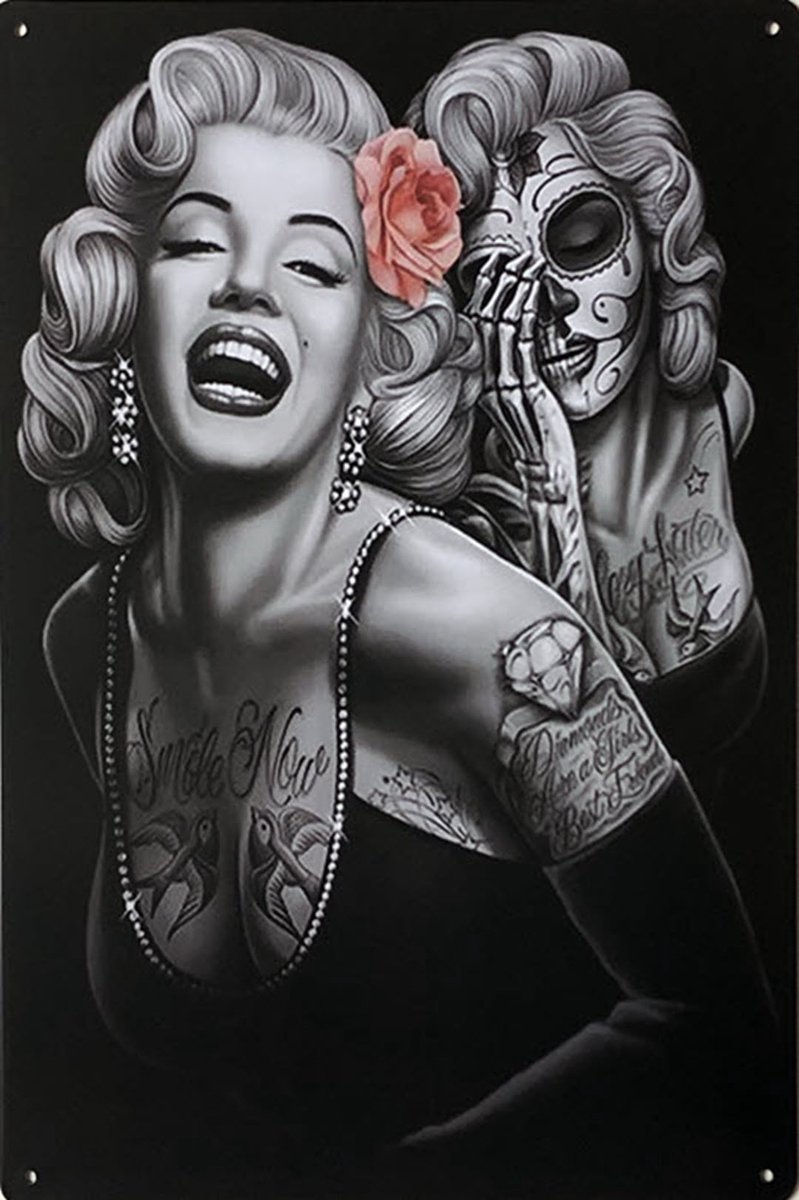 TOPMO - Marilyn Monroe Tattoo - 40X50CM- Diamond painting pakket - HQ Diamond Painting - VOLLEDIG dekkend - Diamant Schilderen - voor Volwassenen – ROND- Diamond DOTZ