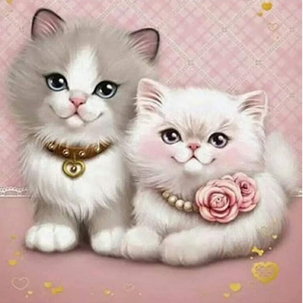 TOPMO - Pluizige kittens - 40X50CM- Diamond painting pakket - HQ Diamond Painting - VOLLEDIG dekkend - Diamant Schilderen - voor Volwassenen – ROND- Diamond DOTZ