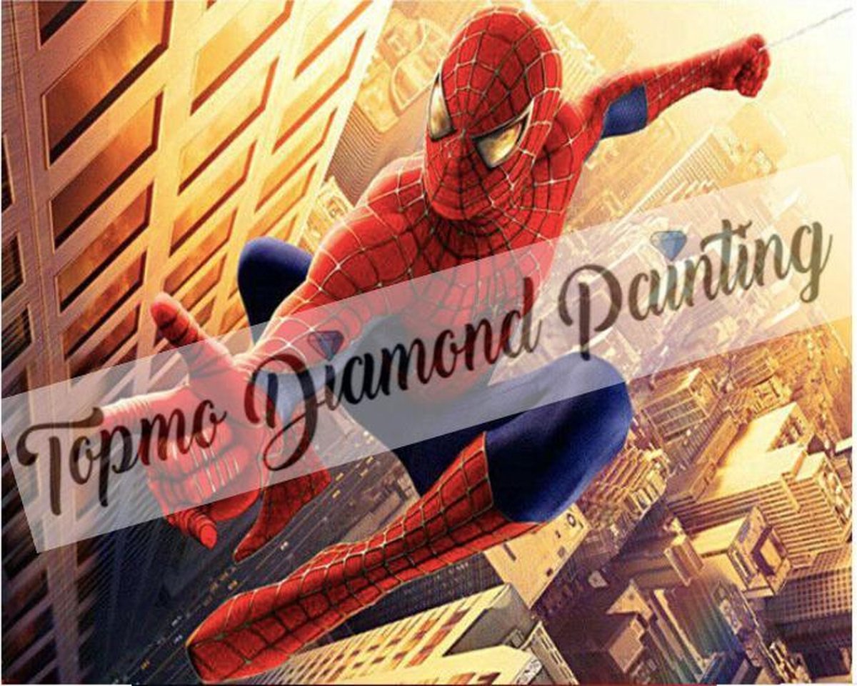 TOPMO - Spiderman- Original- Marvel Comics - 40X50CM- Diamond painting pakket - HQ Diamond Painting - VOLLEDIG dekkend - Diamant Schilderen - voor Volwassenen – ROND- Diamond DOTZ