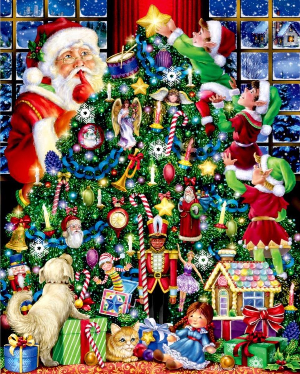 TOPMO - Versierde Kerstboom- Diamond painting- Diamond DOTZ- HQ Diamond Painting pakket - VOLLEDIG dekkend - Diamant Schilderen - voor Volwassenen – ROND- 40X50CM