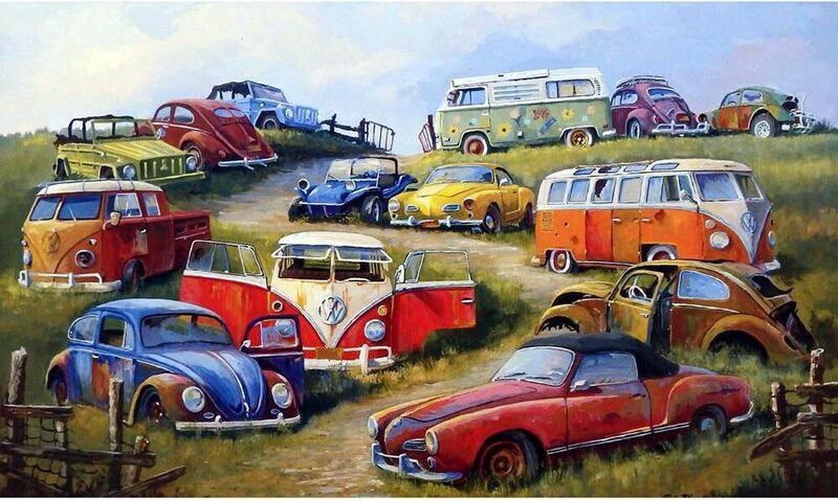 TOPMO - Vintage Cars - Diamond painting- Diamond DOTZ- HQ Diamond Painting pakket - VOLLEDIG dekkend - Diamant Schilderen - voor Volwassenen – ROND- 40X50CM