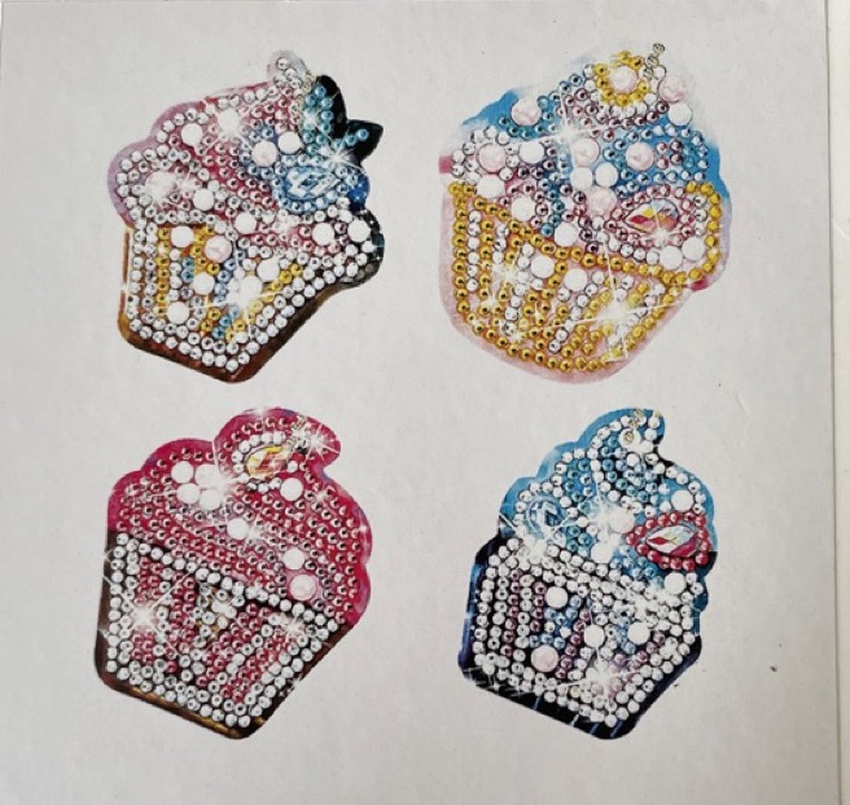 TOPMO- Diamond Painting Sleutelhangers Cupcake - 5 Stuks - Geheel te beplakken - Hobbypakket