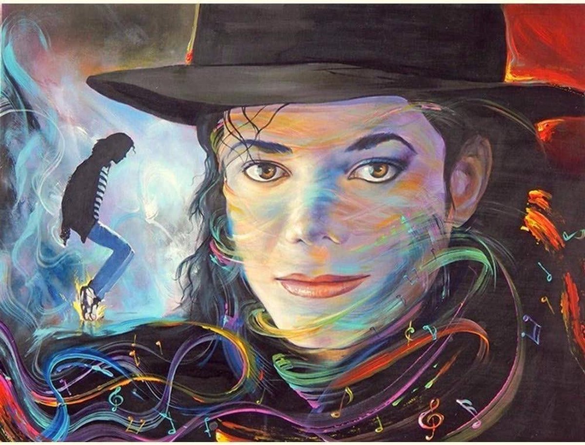 TOPMO -Michael Jackson- geschilderd portret - legend-  40X50CM- Diamond painting pakket - HQ Diamond Painting - VOLLEDIG dekkend - Diamant Schilderen - voor Volwassenen – ROND- Diamond DOTZ