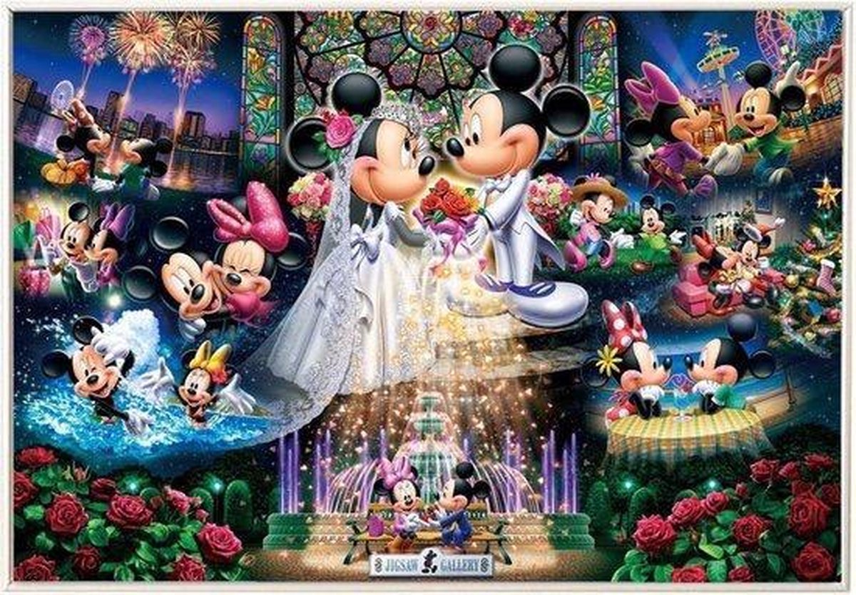 TOPMO-Mickey en Minnie - trouwdag- kleurrijk-40X50CM- Disney - Diamond painting pakket - HQ Diamond Painting - VOLLEDIG dekkend - Diamant Schilderen - voor Volwassenen – ROND- Diamond DOTZ