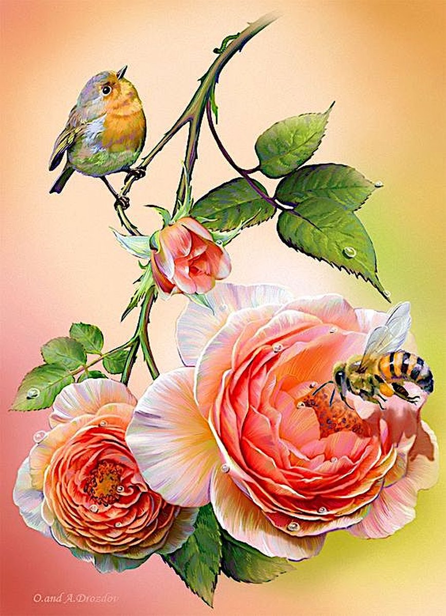 TOPMO- Nectar - Diamond painting pakket - HQ Diamond Painting - volledig dekkend - Diamant Schilderen – voor Volwassenen – ROND - 40 x 50 CM