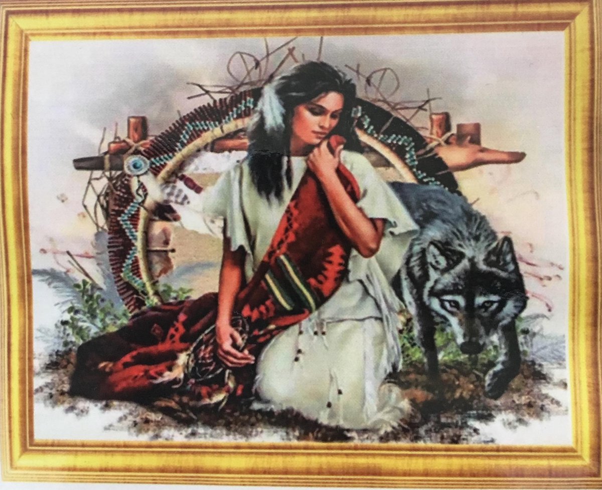 TOPMO- Señorita- werkende vrouw - zwarte wolf - bescherming - 40X50CM-  Diamond painting pakket - HQ Diamond Painting - VOLLEDIG dekkend - Diamant Schilderen - voor Volwassenen – ROND