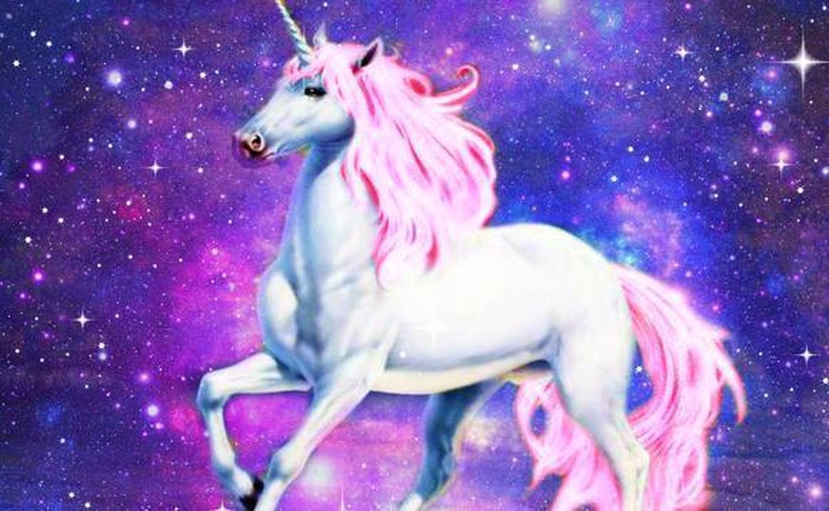 TOPMO- Unicorn in galaxy- Roze manen- HQ Diamond Painting - volledig dekkend - Diamant Schilderen – voor Volwassenen – ROND - 30 x 20 CM